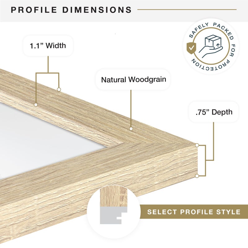 MCS Studio Gallery 20x28 Poster Frame Natural Woodgrain Engineered Wood, Vertical & Horizontal Wall Hanging Large Picture Frame for Photos, Posters & Art Prints (1-Pack) - Image 5